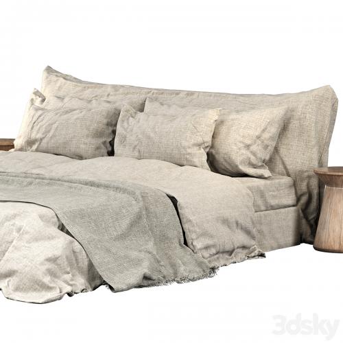 Neutral Colored Cozy Bed with Zara Home Linen Bedding 02