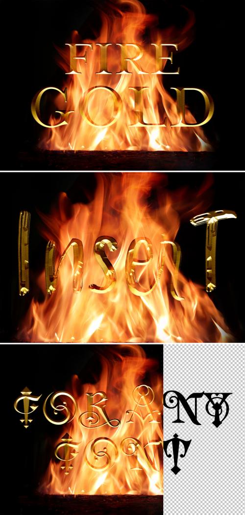 Old Gold in Fire Text Effect Mockup - 401057768