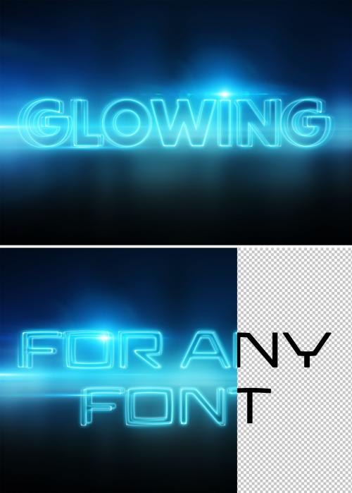 Glowing Text Effect with Blue Halos Mockup - 401059510