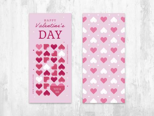 Modern Valentine's Day Card Layout Flyer with Geometric Love Heart - 401428338