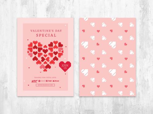 Simple Valentines Day Flyer Layout with Geometric Love Heart - 401428346