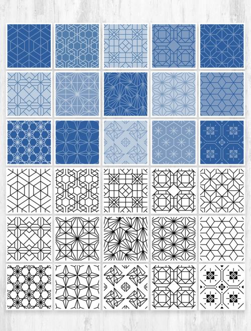 Minimal Geometric Modern Japanese Style Patterns Set - 401430717