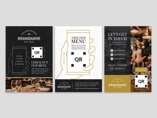 Qr Code Flyer Layout for Online Menu and Check In - 401430737