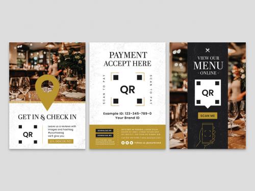 Restaurant Check in Flyer Layout with Qr Code for Online Menu - 401430759