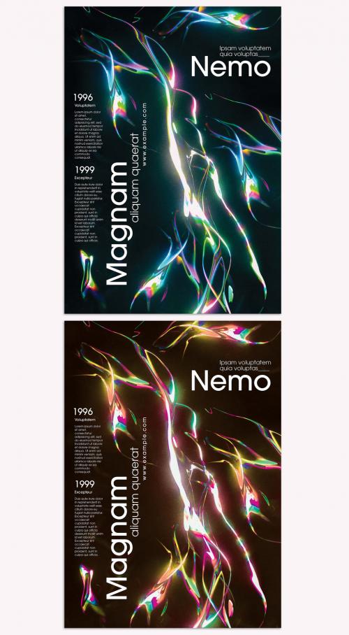 Trendy Abstract Iridescent Holographic Poster Layout Design - 401857435