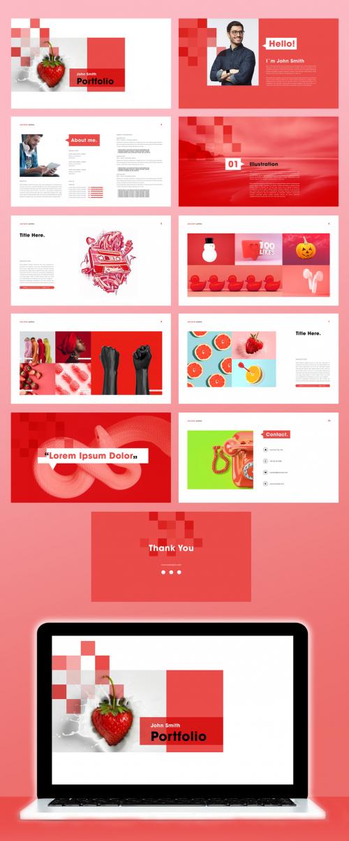 Minimal Red Color Digital Portfolio and Resume Layout - 402932979