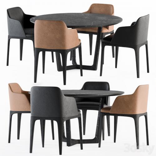 Poliform Dinning-Round Table and Grace Chair