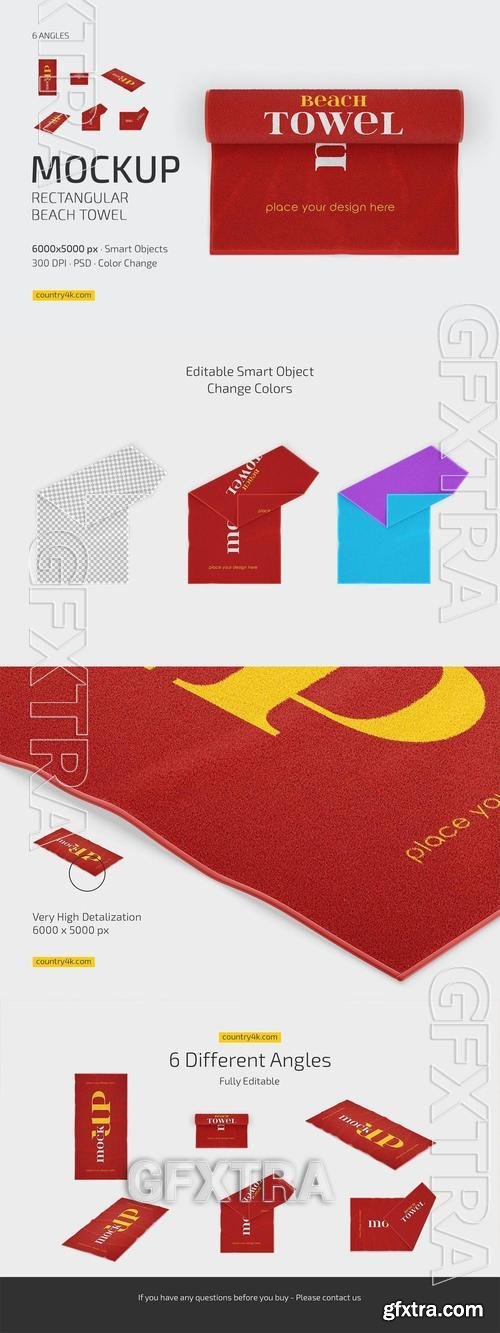 Rectangular Beach Towel Mockup Set XRSF67Z