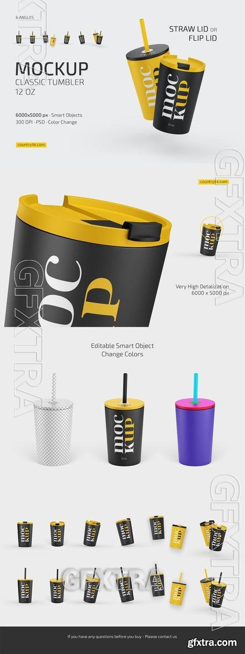 Straw/Flip Lid Tumbler 12 oz Mockup DFM7N8C