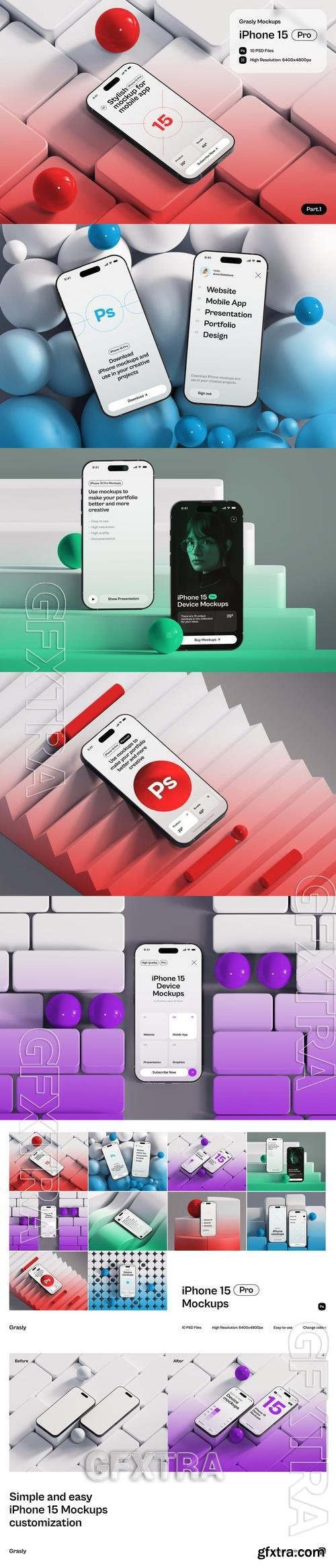 Grasly - iPhone 15 Mockups Part.1 G9Y5DVG