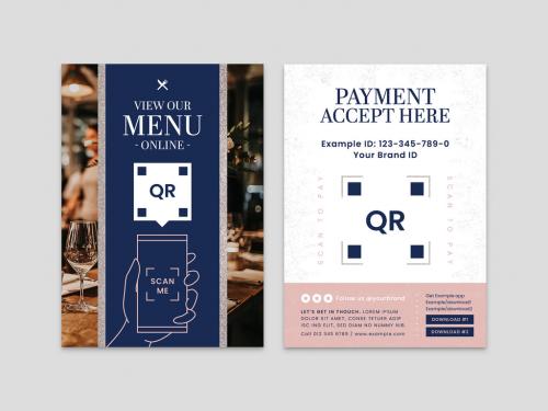 Restaurant Card Layout in Pink Blue - 403278113