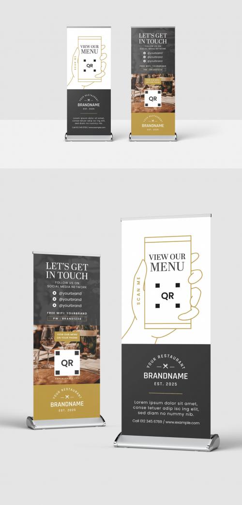 Restaurant Banner Layout with Golden theme - 403279501