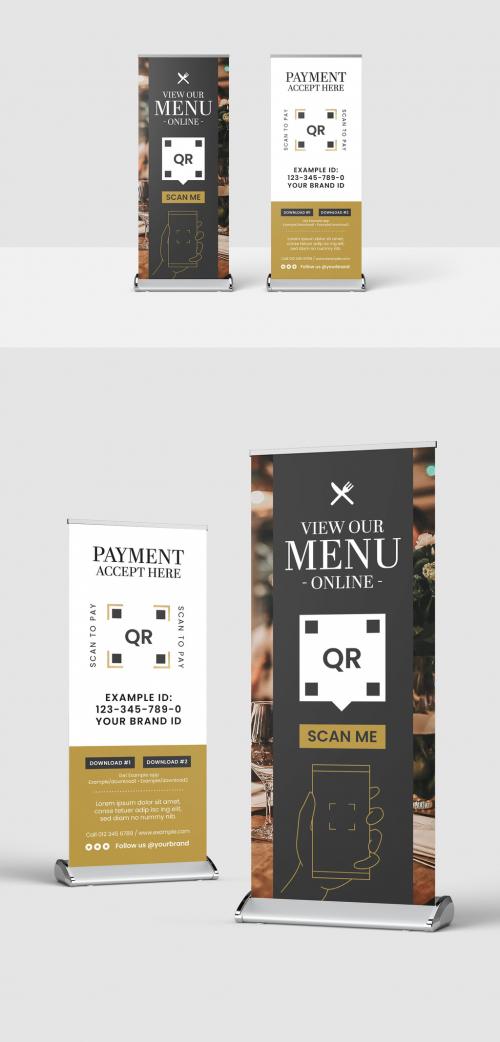 Restaurant Banner Layout with Golden theme - 403279717