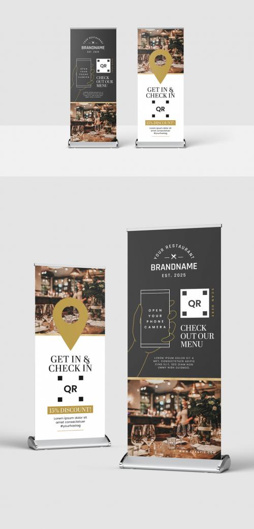 Restaurant Banner Layout with Golden theme - 403279837