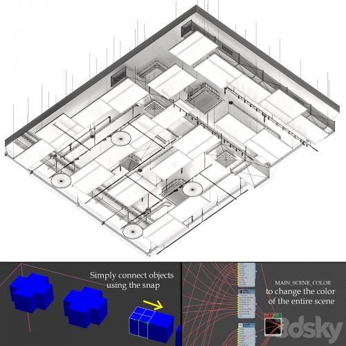 Industrial ceiling, Ducting, Lighting, CAC, CCTV