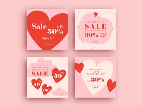 Valentine's Day Sale Social Media Post Layouts - 403290123