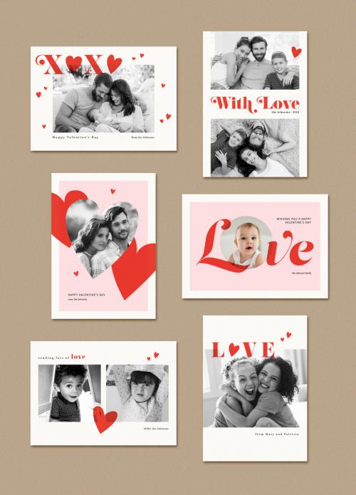 Valentine's Day Photo Greeting Card Layouts - 403290154