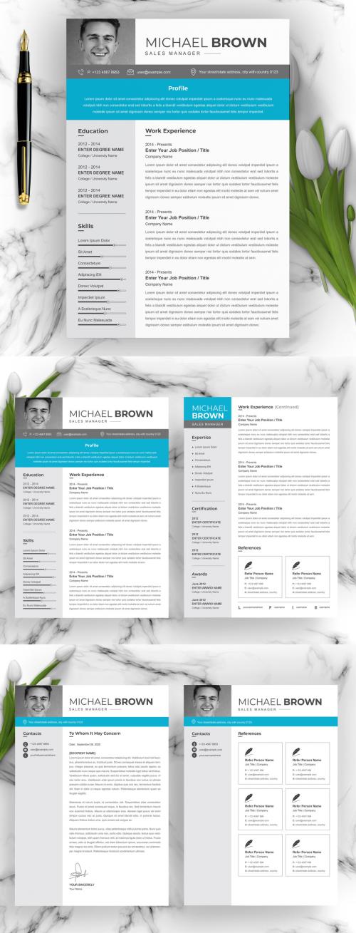 Resume and Cover Letter Layouts with Gray Sidebar - 403480229