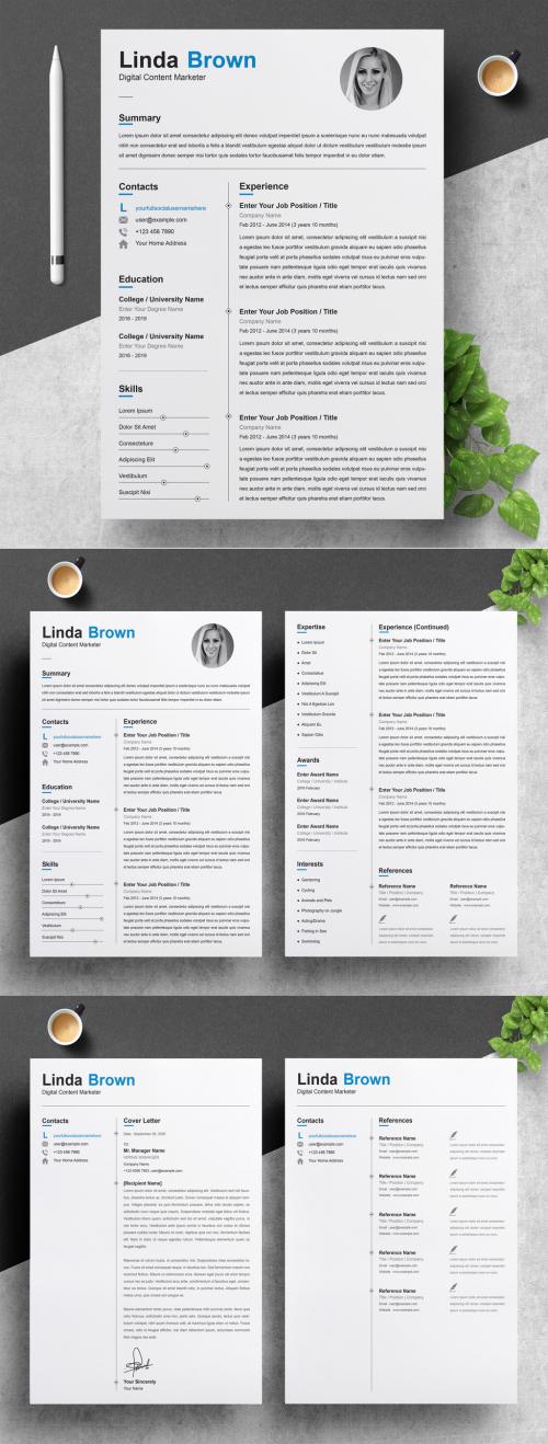 Minimal Resume and Cover Letter and Reference Page Set - 403480244