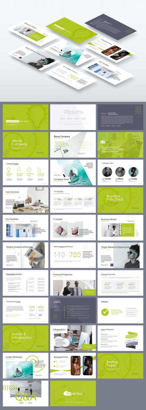 Business Pitch Deck Presentation Green Layout - 403480928