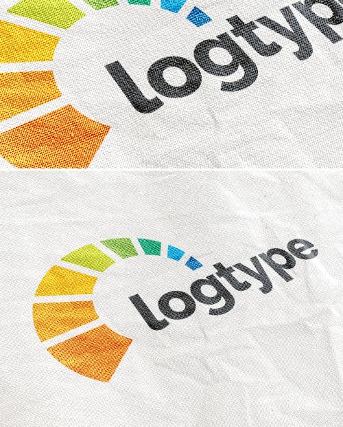 Logo Mockup on Fabric Textured Background - 403490668