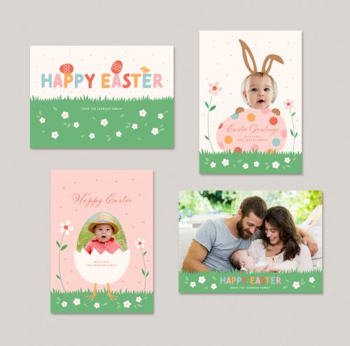 Easter Photo Greeting Card Layouts - 403497751