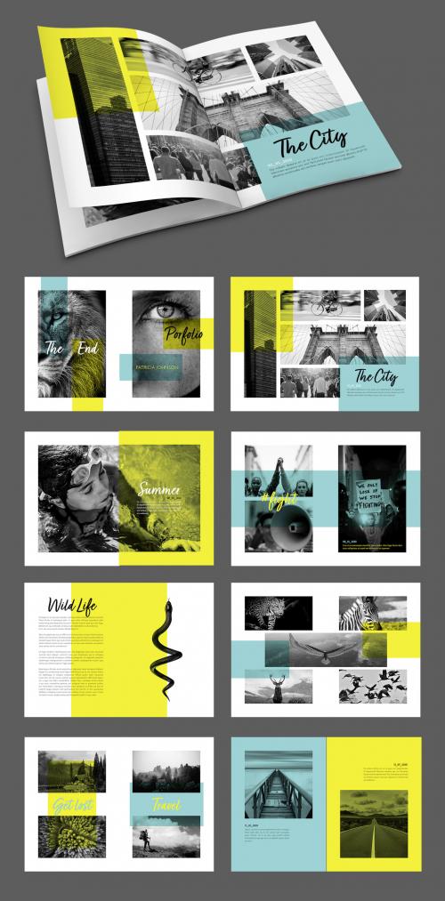 Minimalist Photography Portfolio with Blue and Yellow Accents - 403504429