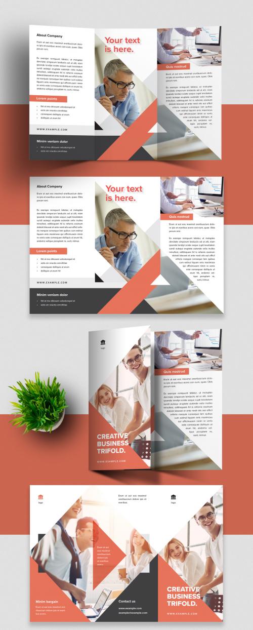Clean Trifold Brochure Design with Orange Accents - 403666918