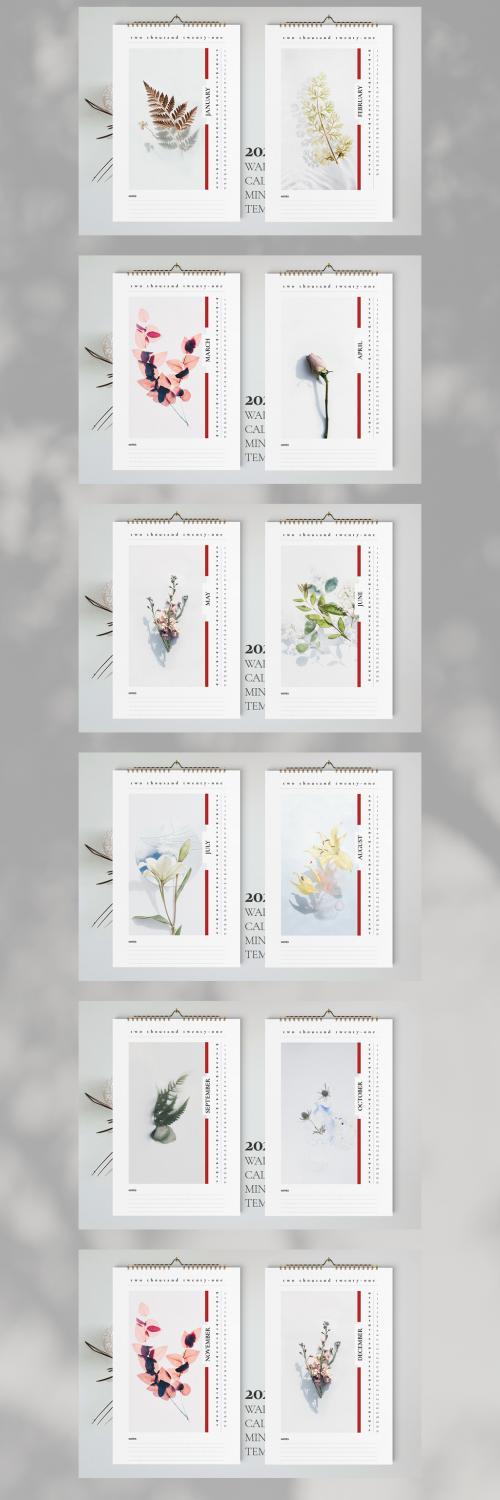 Floral 2021 Wall Calendar Layout - 403836805