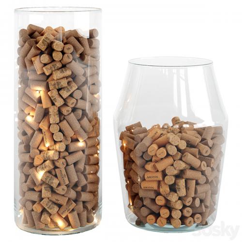 Wine corks in a vase decor