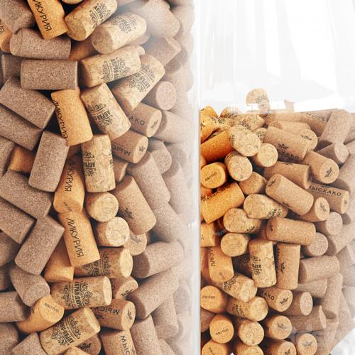 Wine corks in a vase decor