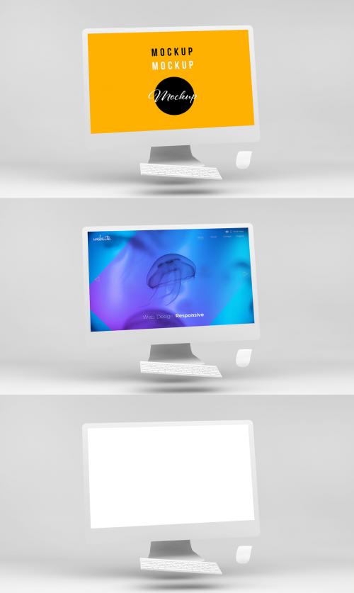 Minimal Floating White Computer Mockup - 404580420