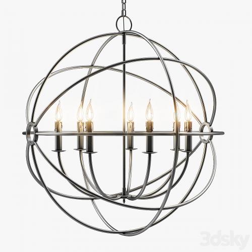 Foucault's Iron Orb Chandelier Rustic Iron Medium