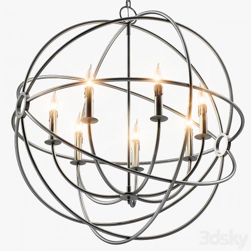 Foucault's Iron Orb Chandelier Rustic Iron Medium