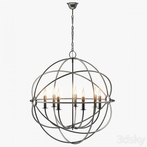 Foucault's Iron Orb Chandelier Rustic Iron Medium