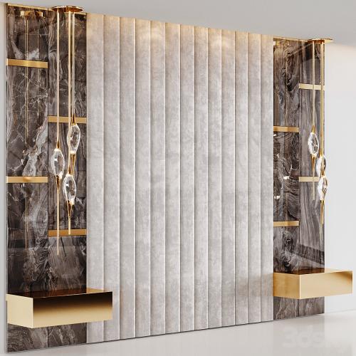 Headboard Rex Marble Brown and Beige Fabric Panels