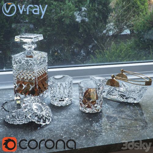 A set of crystal glassware