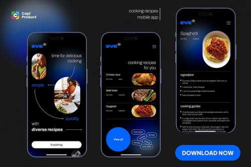 Cooking Recipe App - Darkmode Minimalism