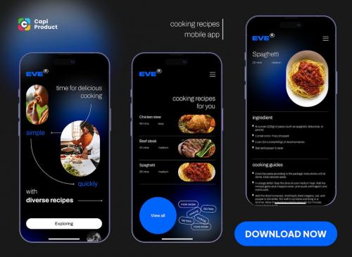 Cooking Recipe App - Darkmode Minimalism