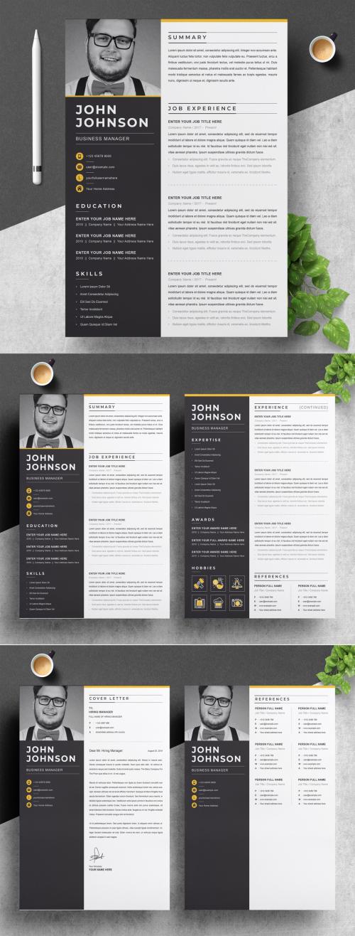 Professional Resume Layout with Photo Placeholder - 404636094