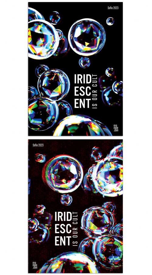 Modern Poster Design Layout with Translucent Iridescent Spheres - 405245956