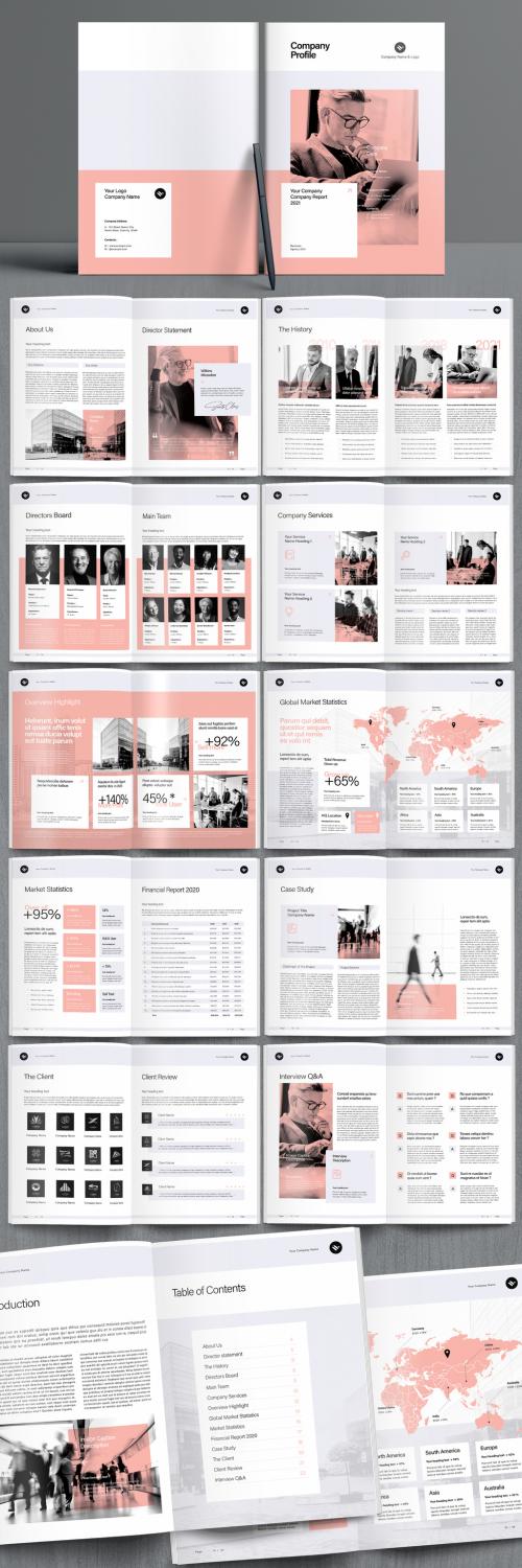 Company Profile Booklet Layout with Peach Accents - 405271335