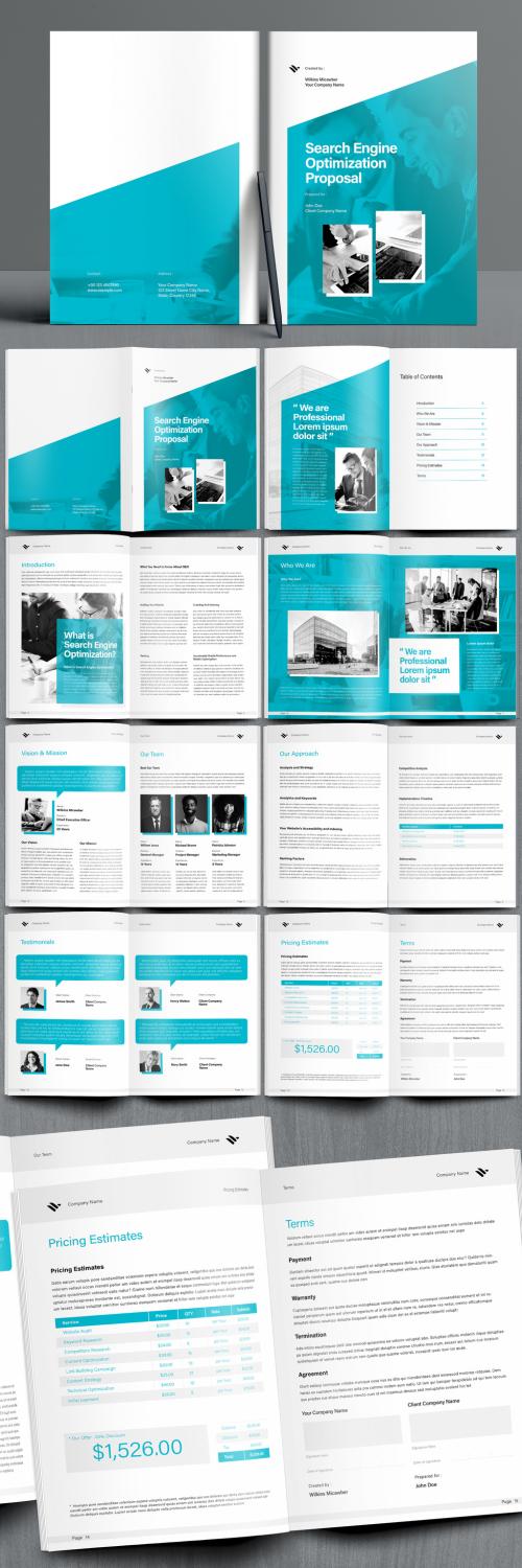 Search Engine Optimization Proposal Booklet Layout with Teal Accents - 405271349