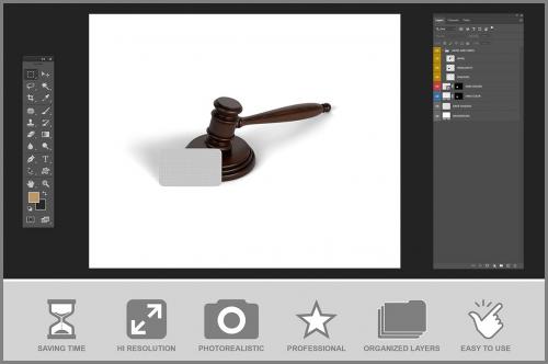 Business Card with Judges Gavel Mockup