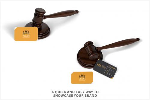 Business Card with Judges Gavel Mockup