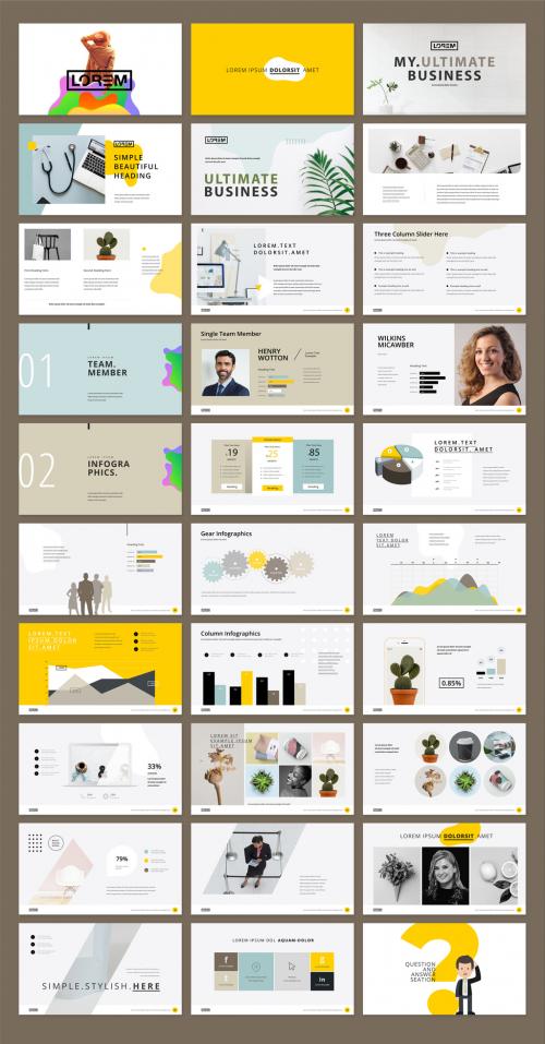 Clean Presentation Layout with Yellow Accents - 405566411