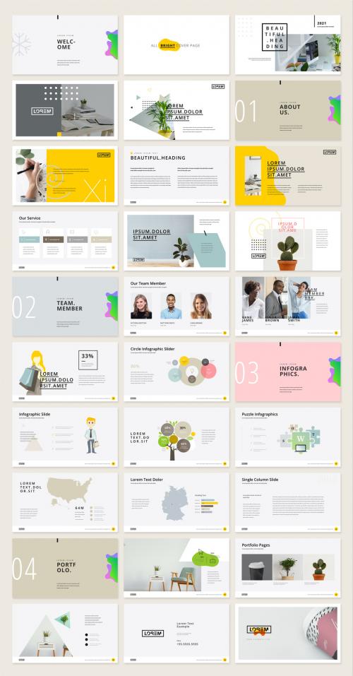 Minimal Presentation Layout with Yellow Accents - 405566989