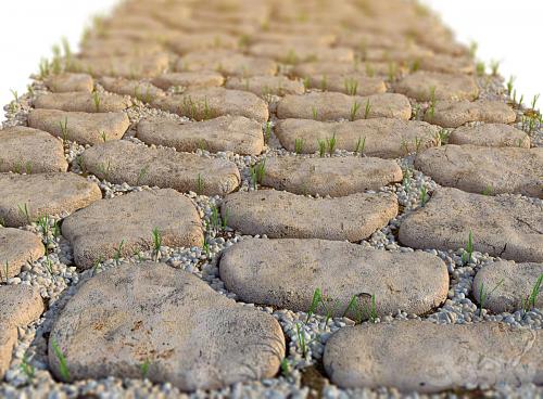 Decorative walkway with pebbles