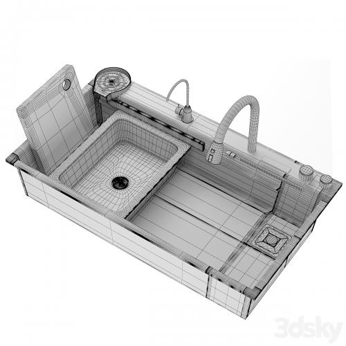 Black Nano Kitchen Sink 304 Stainless Steel Waterfall Sink