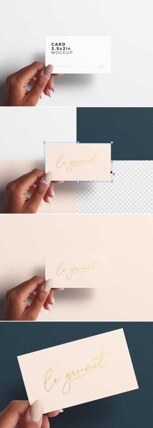 Woman's Hand Holding Business Card Mockup - 405898989